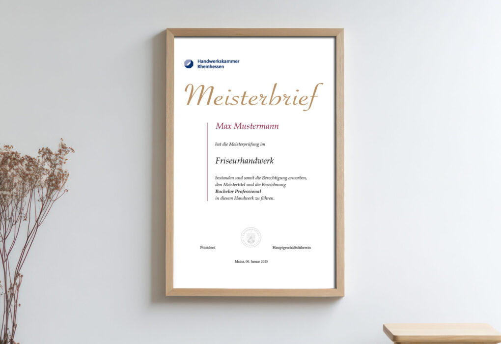 Meisterbrief mit Registrieren